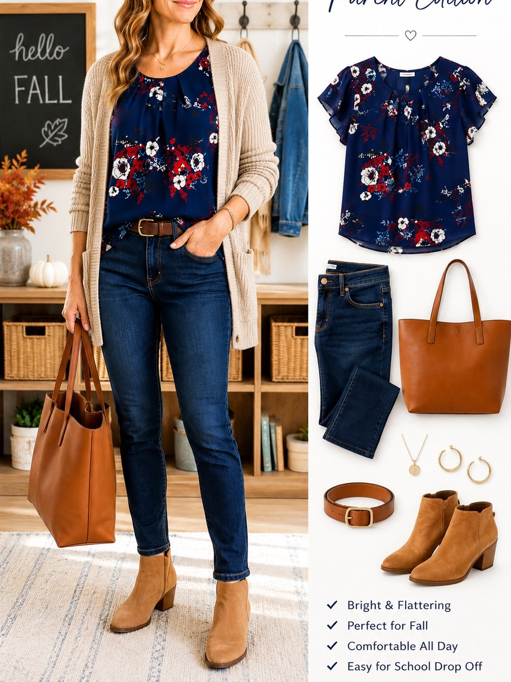 Blue Rain Floral Tunic Blouse Small Boho Flutter Sleeve Lined Top Francesca’s